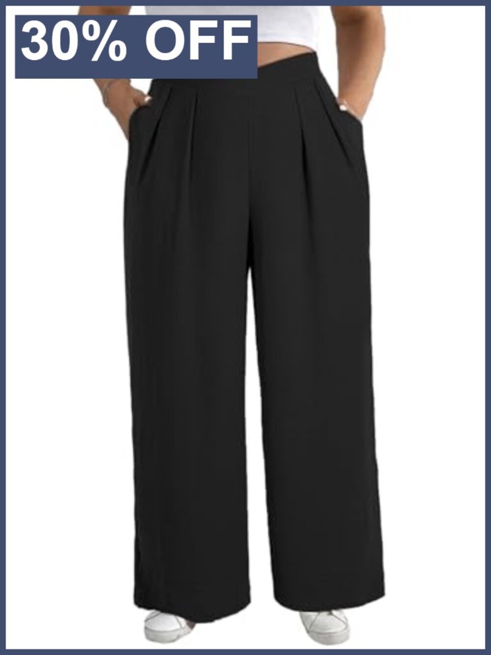 Plus Size Wide Leg Work Pants High Waist Pleated Palazzo Trousers